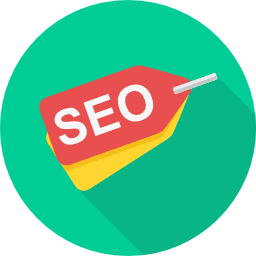 A red and yellow tag with the word seo written on it.