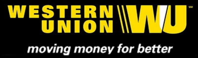 A black and yellow logo for the western union.
